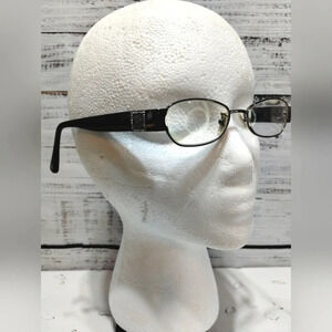 Coach Reina Eyeglasses and Case with Cleaning‎ Cloth Dark Silver Monogram Luxury